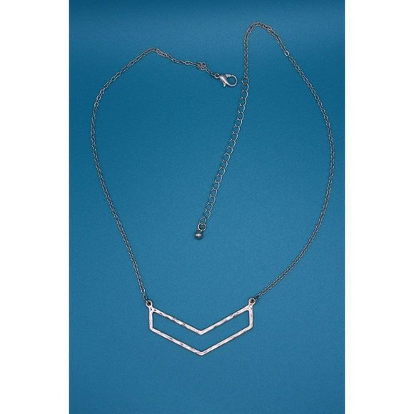 Vintage Geometric Silver Tone Necklace‎ - Picture 1 of 5